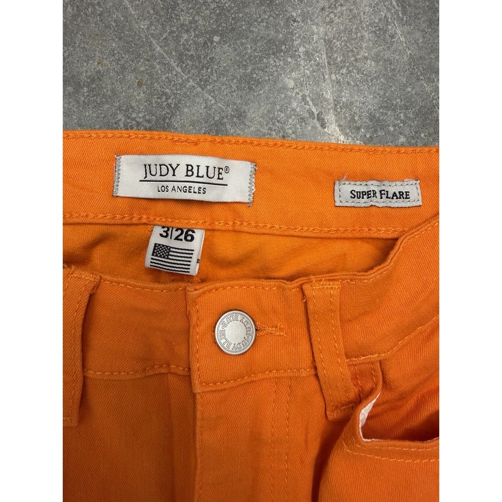 Judy Blue Super Flare Jeans Women‎ 3/26 Orange High Rise Stretch Denim - Picture 4 of 10